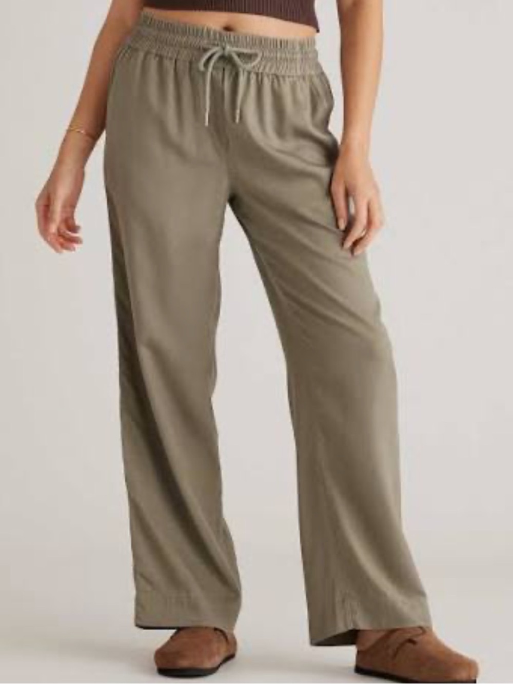 Quince Vintage Wash Tencel Wide Leg Pants Olive Size XL - Picture 9 of 9
